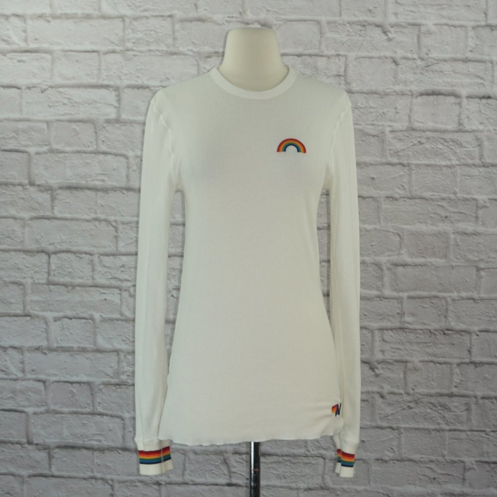 Aviator Nation Rainbow Thermal Shirt Small